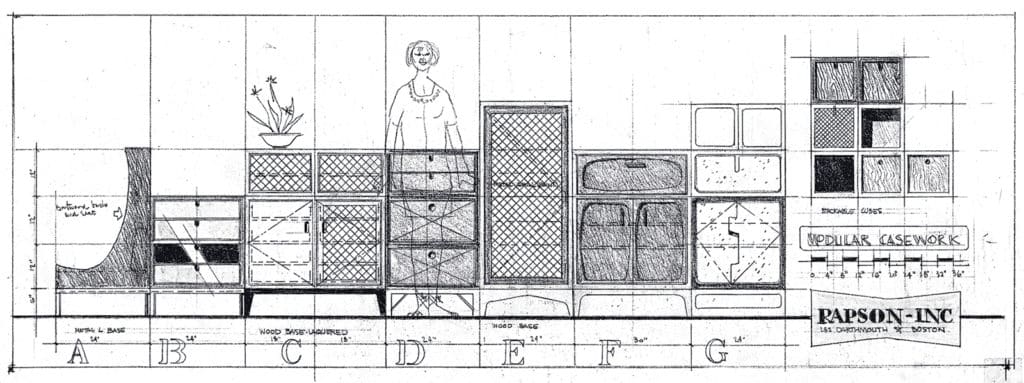Ralph Rapson modular casework sketch