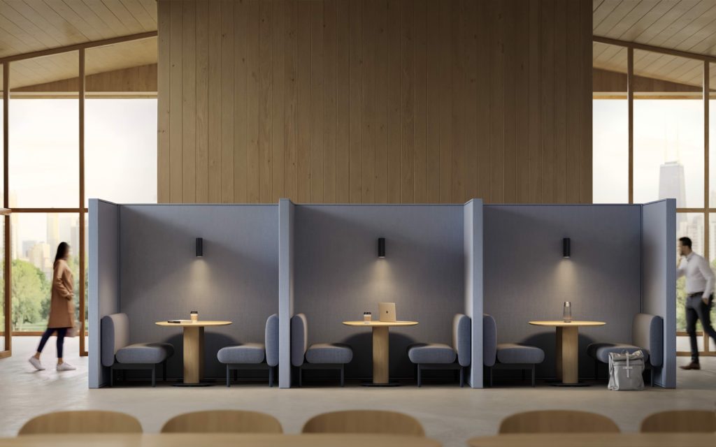 Soft Benching system for cafeteria, hospitality, and education spaces.