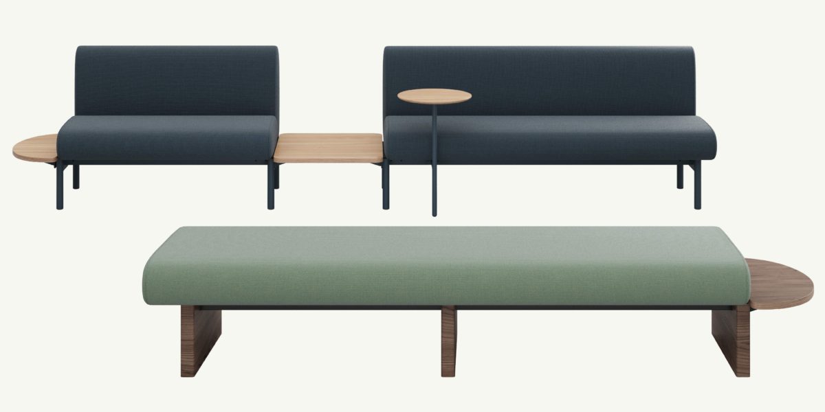 Bensh Seating Variations. Benching system, wood grain.